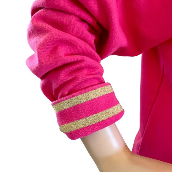 Quacker Factory Pink Zip-Up Jacket With Gold Accents Large Long Sleeves - Picture 4 of 14